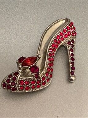 Vintage Crystal Red High Heel Shoe Brooch